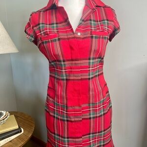 Tommy Hilfiger Jeans Brand Red Plaid/Tartan stretch Dress/Tunic